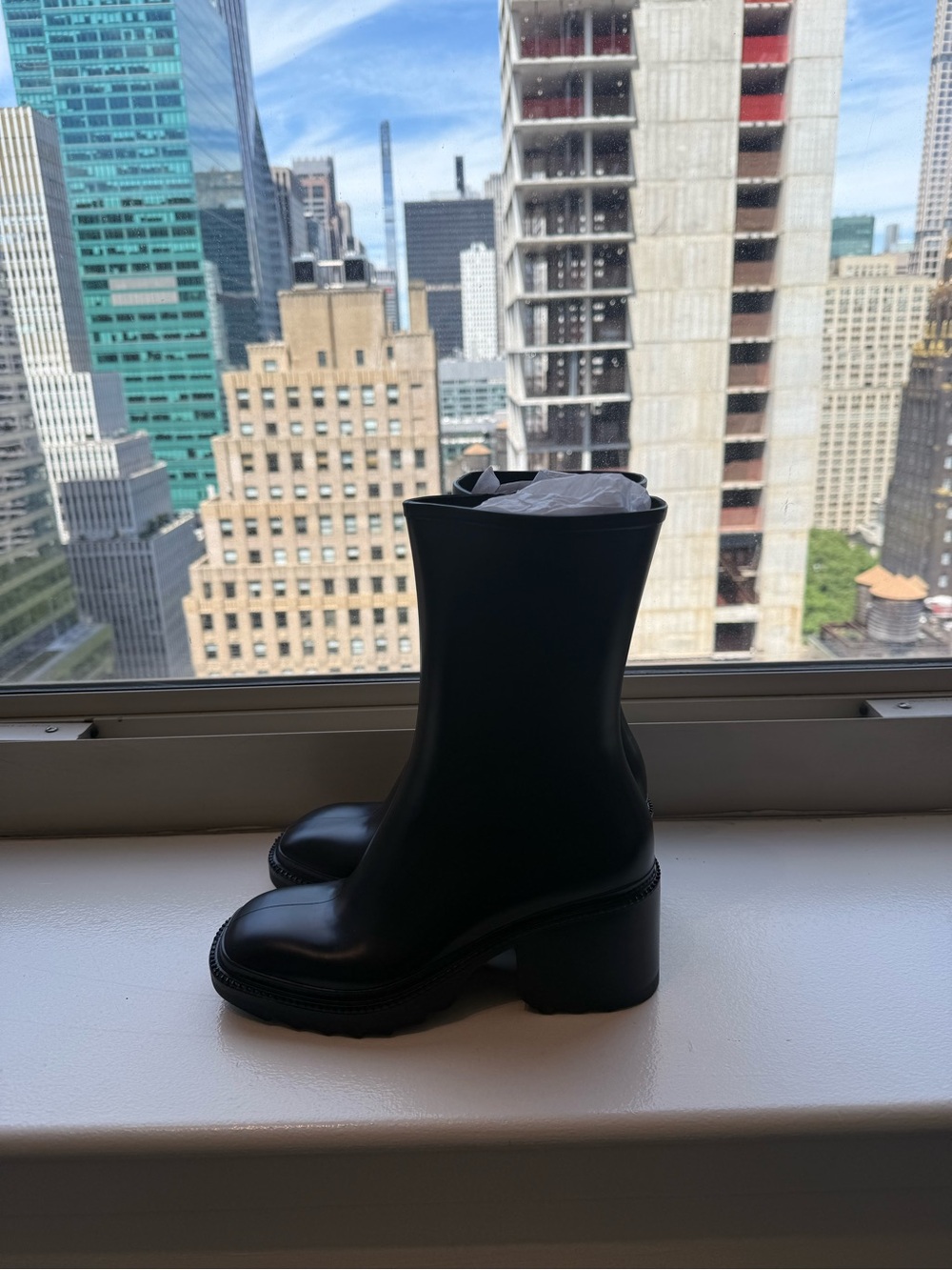 INC International Concepts Black Chunky Heel Mid-Calf Rain Boot - Picture 7 of 10